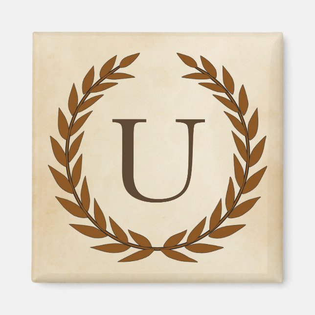 Laurel Wreath on Parchment Monogram Initial U Magnet (Vorne)