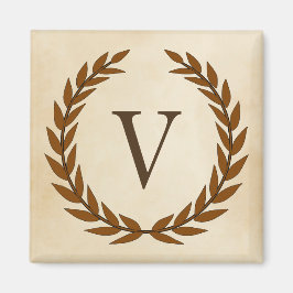 Laurel Wreath on Parchment Monogram Initial V Magnet