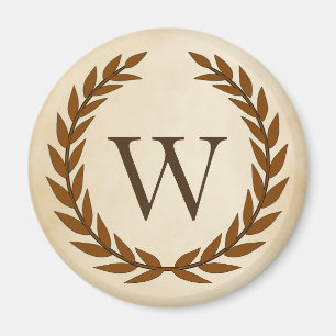 Laurel Wreath on Parchment Monogram Initial W Magnet