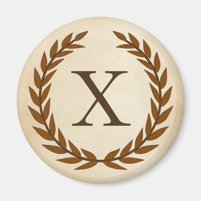 Laurel Wreath on Parchment Monogram Initial X Magnet (Vorne)