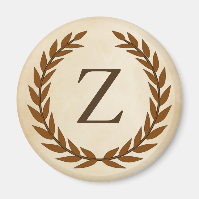 Laurel Wreath on Parchment Monogram Initial Z Magnet (Vorne)