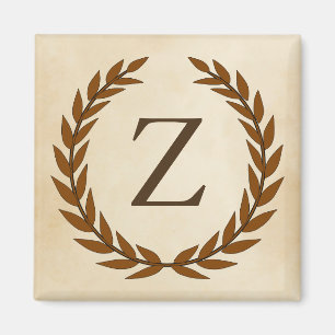 Laurel Wreath on Parchment Monogram Initial Z Magnet