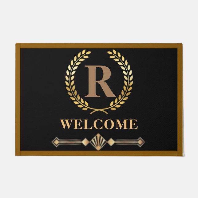 Laurel Wreath Personalisierte Initial Door Mat Fußmatte (Vorderseite)