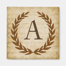 Laurel Wreath Sheet Music Monogram Initial A