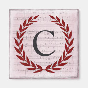 Laurel Wreath Sheet Music Monogram Initial C Magnet