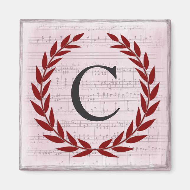 Laurel Wreath Sheet Music Monogram Initial C Magnet (Vorne)