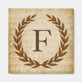 Laurel Wreath Sheet Music Monogram Initial F Magnet