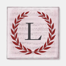 Laurel Wreath Sheet Music Monogram Initial L Magnet