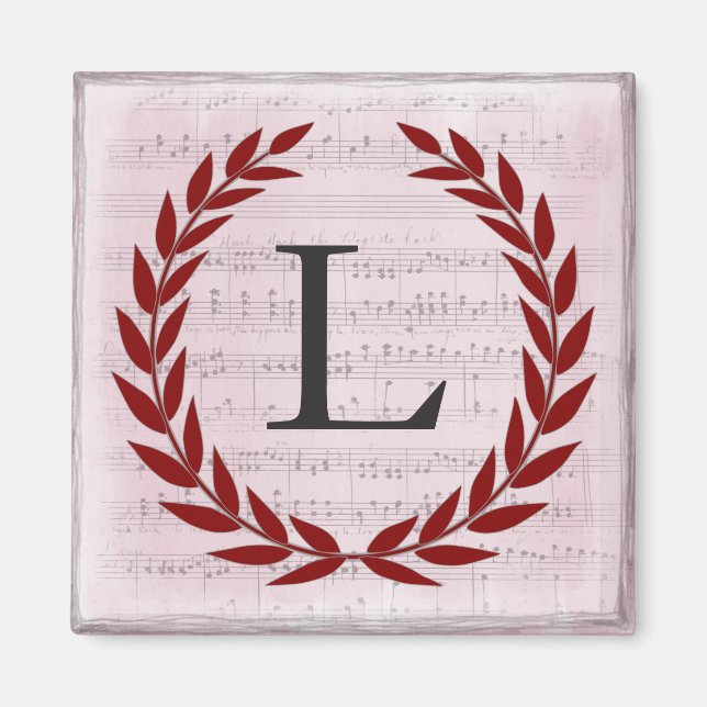 Laurel Wreath Sheet Music Monogram Initial L Magnet (Vorne)