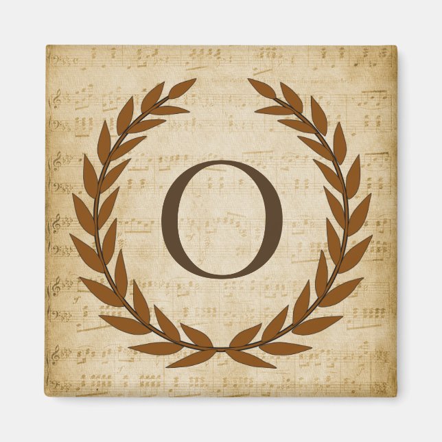 Laurel Wreath Sheet Music Monogram Initial O Magnet (Vorne)