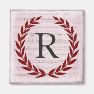 Laurel Wreath Sheet Music Monogram Initial R Magnet