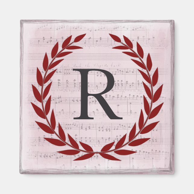 Laurel Wreath Sheet Music Monogram Initial R Magnet (Vorne)