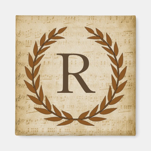 Laurel Wreath Sheet Music Monogram Initial R Magnet (Vorne)