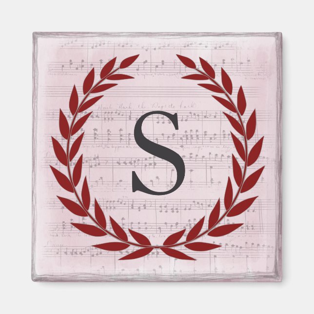 Laurel Wreath Sheet Music Monogram Initial S Magnet (Vorne)