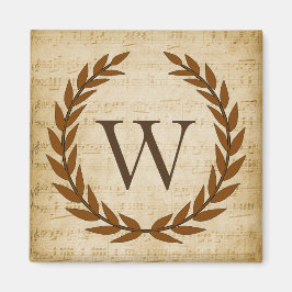 Laurel Wreath Sheet Music Monogram Initial W Magnet