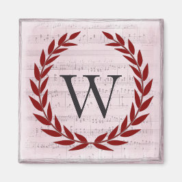 Laurel Wreath Sheet Music Monogram Initial W Magnet