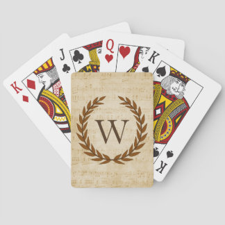 Laurel Wreath Sheet Music Monogram Initial W Spielkarten