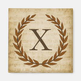 Laurel Wreath Sheet Music Monogram Initial X Magnet
