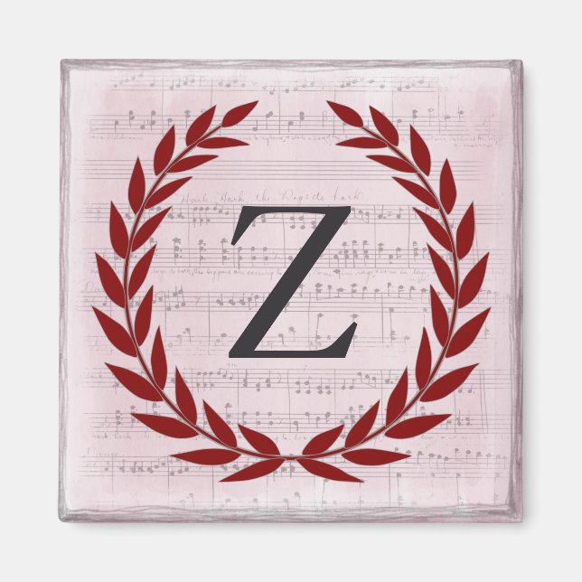 Laurel Wreath Sheet Music Monogram Initial Z Magnet (Vorne)