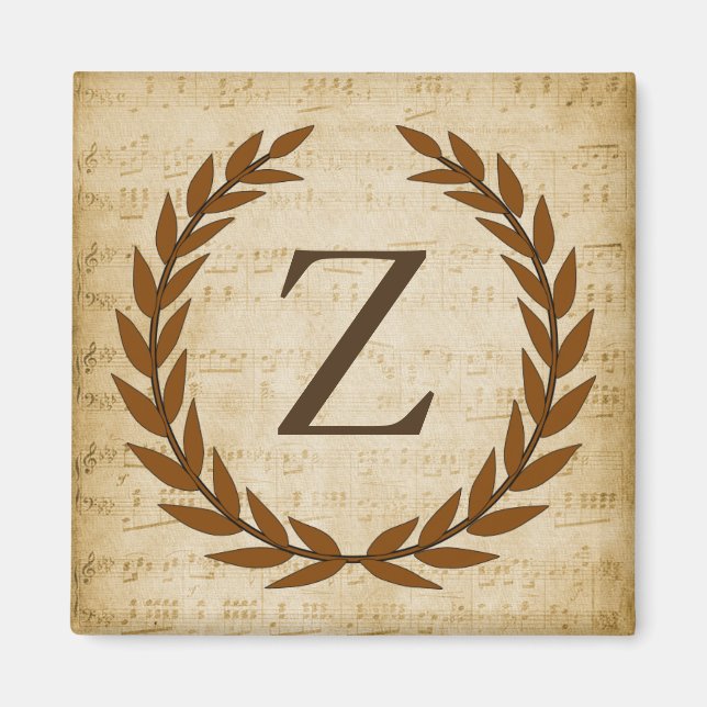 Laurel Wreath Sheet Music Monogram Initial Z Magnet (Vorne)