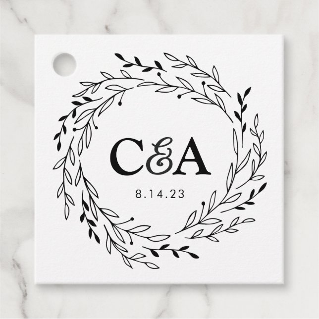 Laurel Wreath Wedding | Favor Tag Geschenkanhänger (Vorderseite)