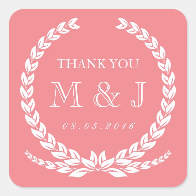 Laurel Wreath Wedding Sticker Farbe anpassen (Vorderseite)