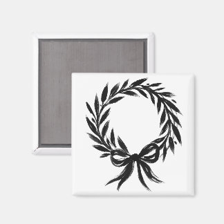 Laurel Wreath with Bow – Botanical Emblem on Magnet