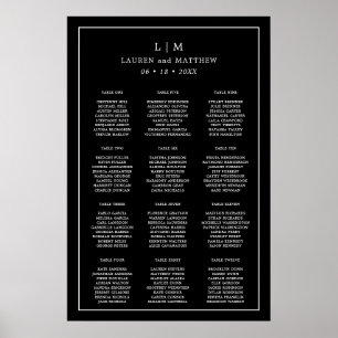 Lauren Black Monogram Elegant Wedding Poster