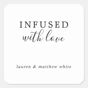 Lauren Black und White Elegante Wedding Quadratischer Aufkleber