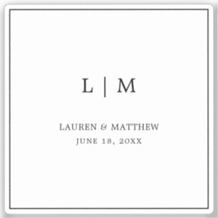 Lauren Black und White Monogram Elegant Wedding Aufkleber
