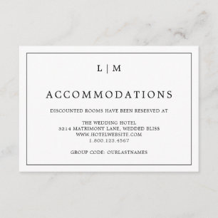 Lauren Black und White Monogram Elegant Wedding Begleitkarte