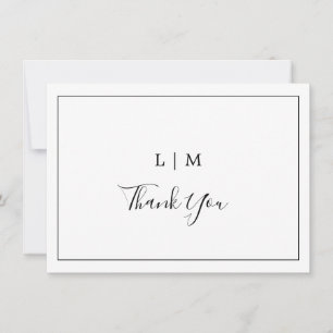 Lauren Black und White Monogram Elegant Wedding Dankeskarte