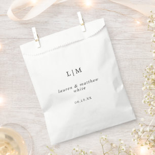 Lauren Black und White Monogram Elegant Wedding Geschenktütchen