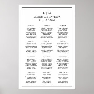 Lauren Black und White Monogram Elegant Wedding Poster