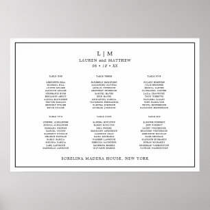 Lauren Black und White Monogram Elegant Wedding Poster