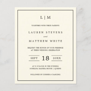 Lauren Cream Budget Wedding Einladung