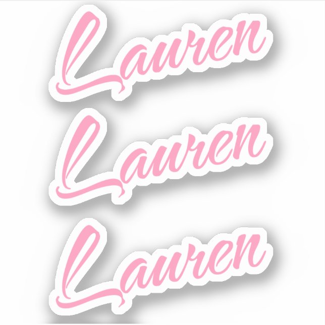 Lauren Decorative Name in Pink x3 Aufkleber (Vorderseite)