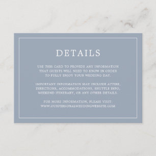 Lauren Dusty Blue Monogram Elegant Wedding Begleitkarte