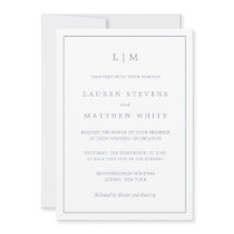 Lauren Dusty Blue Monogram Elegant Wedding