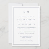 Lauren Dusty Blue Monogram Elegant Wedding