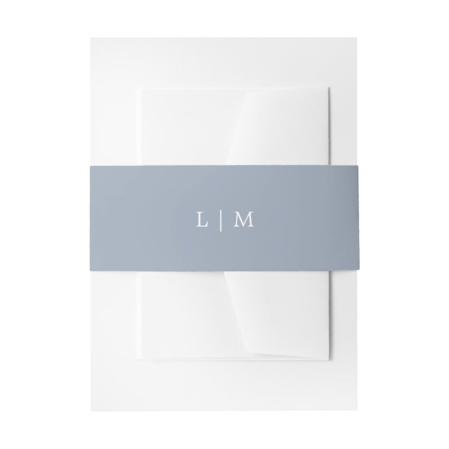 Lauren Dusty Blue Monogram Elegant Wedding Einladungsbanderole (Vorderseite Beispiel)