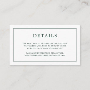 Lauren Forest Green Monogram Elegant Wedding Begleitkarte