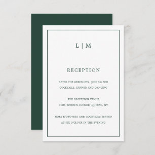 Lauren Forest Green Monogram Elegant Wedding Begleitkarte