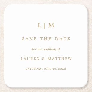 Lauren Gold Monogram Elegant Wedding Rechteckiger Pappuntersetzer