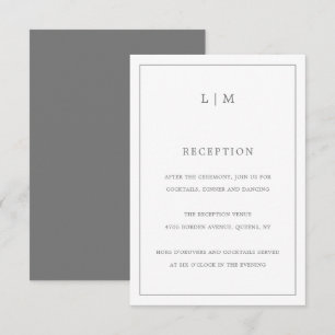 Lauren Gray Monogram Elegant Wedding Begleitkarte