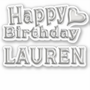 Lauren Happy Birthday silver Aufkleber Sticker