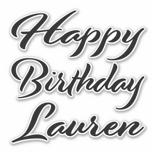 Lauren Name Vorname black Sticker Geburtstag (Vorderseite)