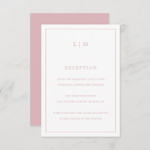 Lauren Pink Monogram Elegant Wedding Begleitkarte