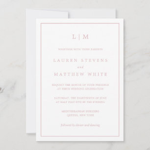 Lauren Pink Monogram Elegant Wedding Einladung
