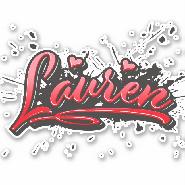 Lauren red Heart Graffiti Aufkleber Sticker (Vorderseite)